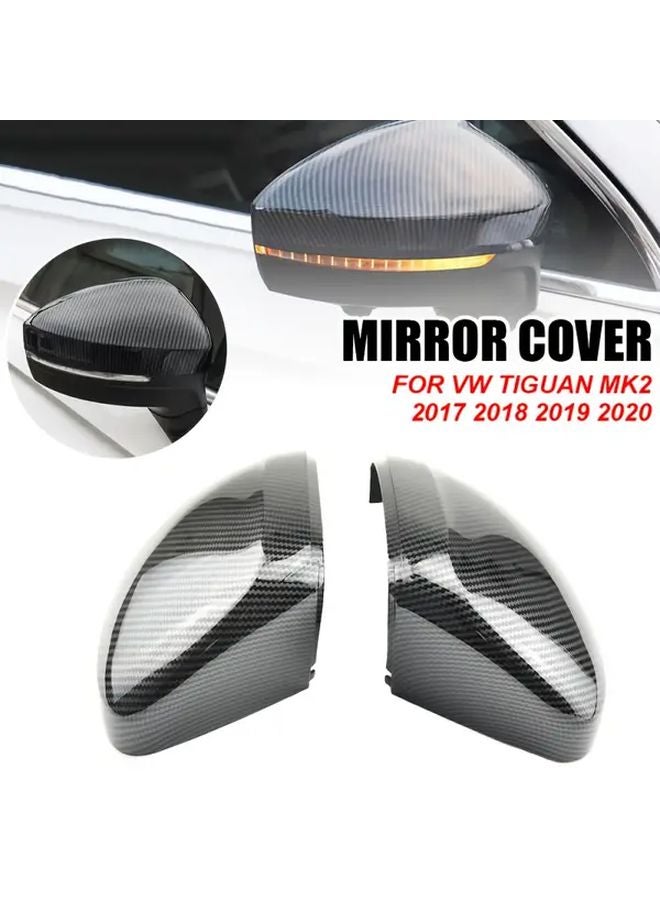 غطاء مرآة من الأبيض ABS بنمط الكربون لفولكس فاجن تيجوان MK2 2017-2020 - Image 1